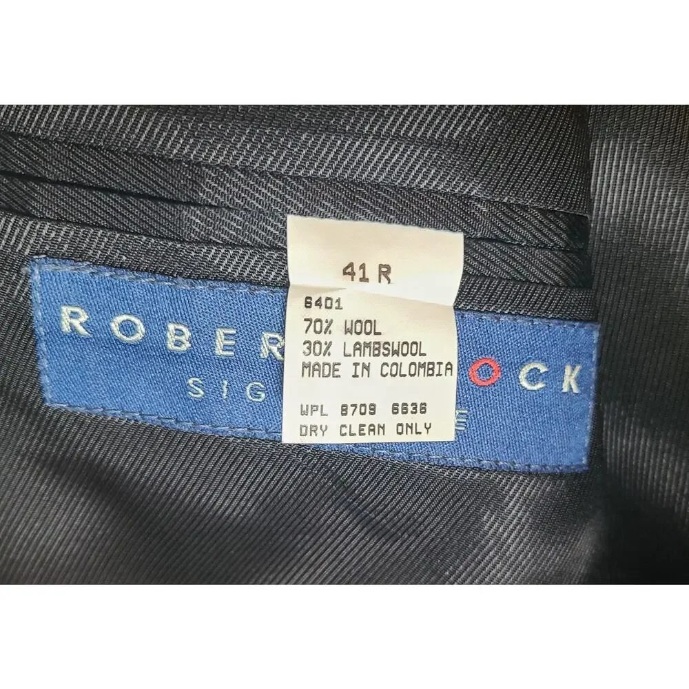 VTG Robert Stock 41 R Gray Herringbone Tweed Blazer Jacket Sport Coat Lambswool